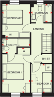 First floor plan of the Maidstone three bedroom home at Foundry Lea
