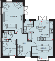 Ground floor plan of the Avondale 4 bedroom home
