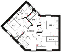 First floor plan of our 3 bed Lutterworth home