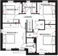 Radleigh first floor plan at Pentref Llewelyn