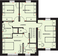 First floor plan of the Milfield four bedroom home at Foundry Lea