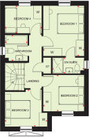 First floor plan of the Kingsley 4 bedroom home at Pen Bethan