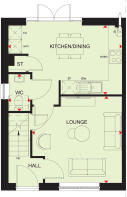 Ground floor plan of our 2 bed Linstead home
