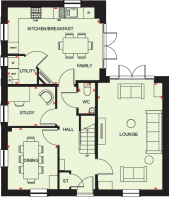 Ground floor plan of the Alfreton four bedroom home at Foundry Lea