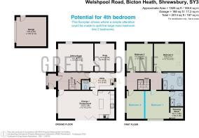 Floor plan - showing potential 4th bedroom