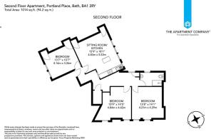 Second Floor Apartment, 14 Portland Place, Bath, B