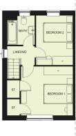 First floor plan of our 2 bed Roseberry home
