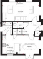 Floorplan of ground floor of 4 bedroom Craigston