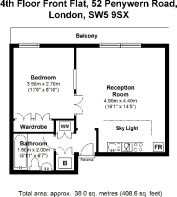 Floorplan 52P, 4th Floor Front Flat