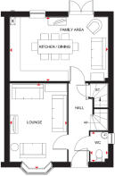 Floor plan showing the ground floor of the Bayswater 4 bedroom home