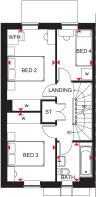 First floor plan of our Woodcote 4 bed home