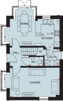 Ground floor plan of the Hertford 4 bedroom home at Somer Meadows