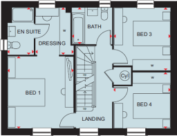 First floor plan of the Emerson 5 bedroom home at Foundry Lea