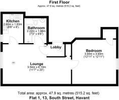 Floor plan Flat 1, 13, South St. PO9 1BU.JPG