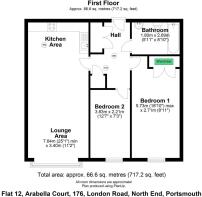 Floor plan Flat 12, Arabella Court. PO2 9DP.JPG