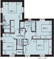 First floor plan of the Avondale 4 bedroom home