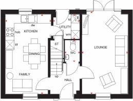 Detached Hadley ground floor plan DWH Canal Quarter H763901