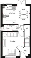 Ground floor floorplan of the Ellerton. 3 bedroom home.