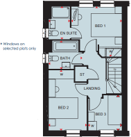 First floor plan of the Archford 3 bedroom home
