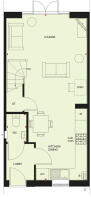 Ground floor plan of the Denford 2 bedroom home at Treledan, Saltash