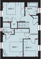 First floor plan of the Hadley 3 bedroom home at Somer Meadows