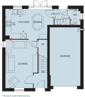 Ground floor plan of the Blyford 3 bedroom home
