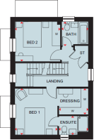 First floor plan of the Hertford 4 bedroom home at Somer Meadows