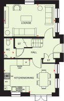 Ground floor plan of the Hesketh four bedroom home at Foundry Lea