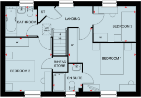 First floor plan in the Hadley 3 bedroom home