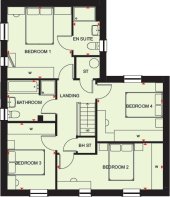 First floor plan of the Alfreton four bedroom home at Foundry Lea
