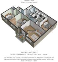 Flat 1 Kinnaird House - Floor plan 3D
