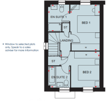 First floor plan of the Ashford 2 bedroom home at Foundry Lea