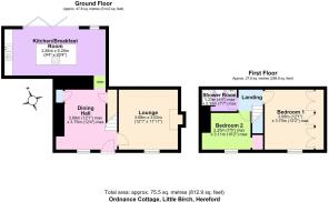 Floor Plan Ordnance Cottage, Little Birch HR2 8BD.