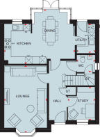 Ground floor plan of the Holden 4 bedroom home at Foundry Lea