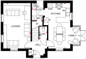 Hollinwood ground floor plan at Treledan