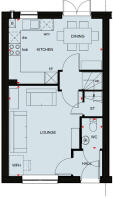 Ground floor plan of the Archford 3 bedroom home at Treledan