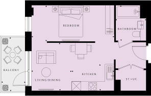 1-bed apartment - plots 369, 367, 375, 383, 391