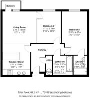 Floor Plan Flat 196, The Quadrangle, 1, Lower Ormo