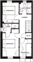 First floor floor plan. Maidstone. 3 bed home.