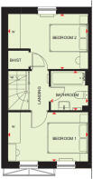 First floor plan of the Denford 2 bedroom home at Pen Bethan