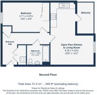 Entrance Hall, Open Plan Kitchen & Living Room, Bedroom, Bathroom, Balcony
