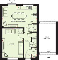 Ground floor plan of the Milfield four bedroom home at Foundry Lea