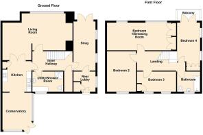 2D Floor Plan 5 Warren Drive, Deganwy - all floors
