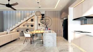 Modern open-plan living space featuring a stylish