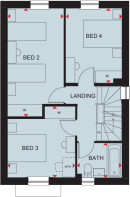 First floor plan of the Bayswater 4 bedroom home at Barrow Grange