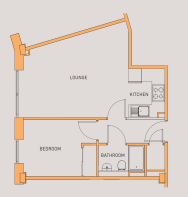 Salford Quay - Apart1007 1-bed (type H) - Floorpla