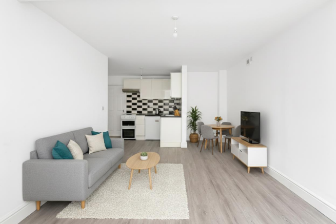 Staged Reception Room/Kitchen