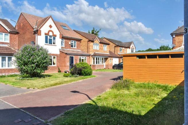 Shed, Driveway and Front Elevation