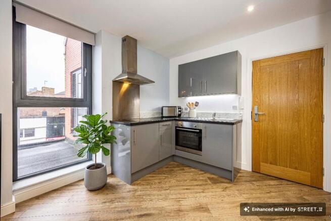 Bedroom, Living Area & Kitchen