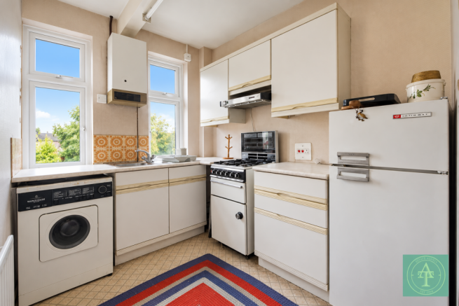 Bright Retro Kitchen with Colourful Rug